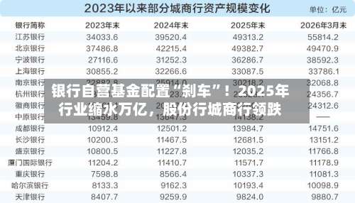 银行自营基金配置“刹车”！2025年行业缩水万亿，股份行城商行领跌