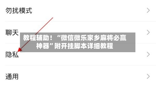 教程辅助！“微信微乐家乡麻将必赢神器”附开挂脚本详细教程