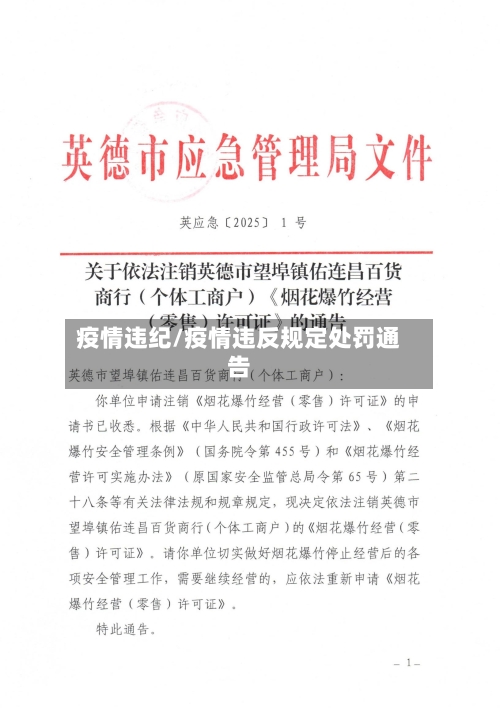 疫情违纪/疫情违反规定处罚通告