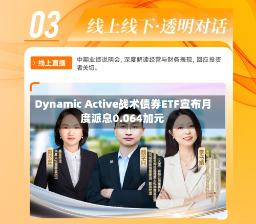 Dynamic Active战术债券ETF宣布月度派息0.064加元