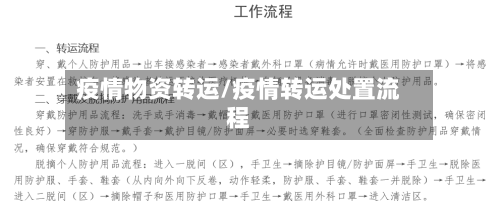 疫情物资转运/疫情转运处置流程