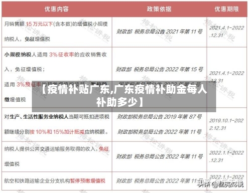 【疫情补贴广东,广东疫情补助金每人补助多少】