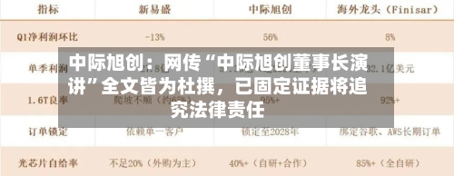 中际旭创：网传“中际旭创董事长演讲”全文皆为杜撰，已固定证据将追究法律责任