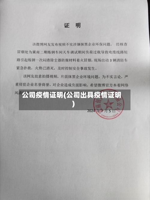 公司疫情证明(公司出具疫情证明)