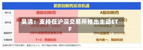 吴清:支持在沪深交易所推出主动ETF