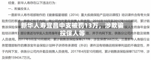 新华人寿宜昌中支被罚13万,涉欺骗投保人等